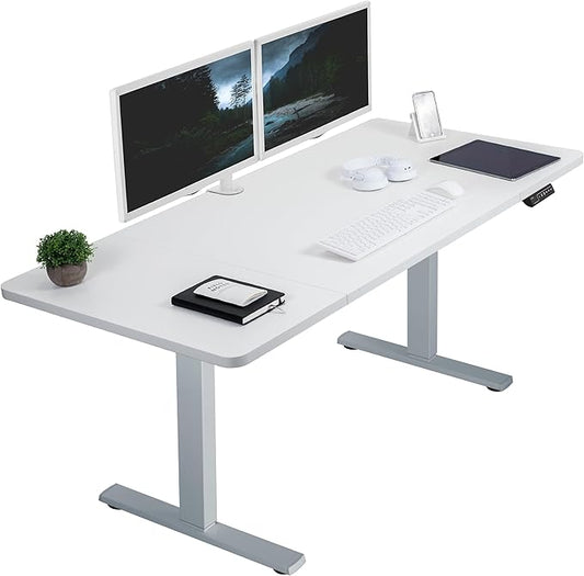 VIVO Electric 60 x 30 in Standing Desk, Memory Height Adjustment, 1B Series, White Top Gray Frame, DESK-KIT-1G6W-30