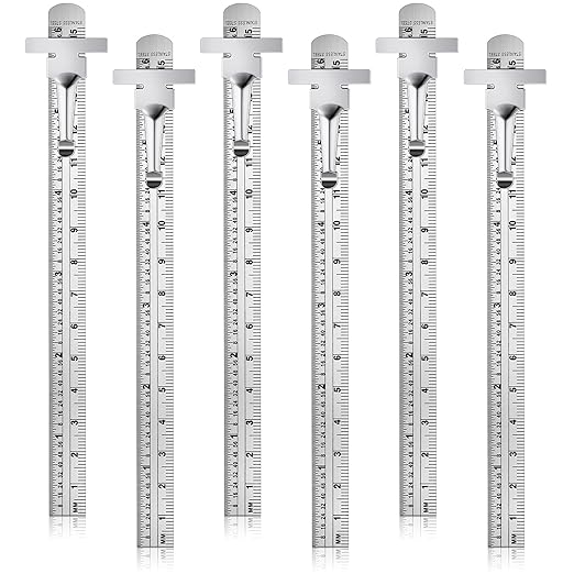 6 Inch 15 cm Pocket Ruler Flexible Precision Stainless Steel Ruler with Detachable Clips Stainless Steel Pocket Clip Scale Gauge Metric British System(6 Pieces)