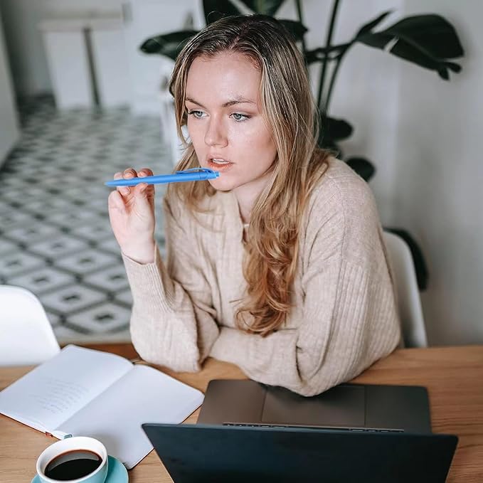 Aozora Blue Click Pens, 80 Pack, Retractable Ballpoint Pens, Medium Point, Smooth Ink, Perfect for Office and Writing