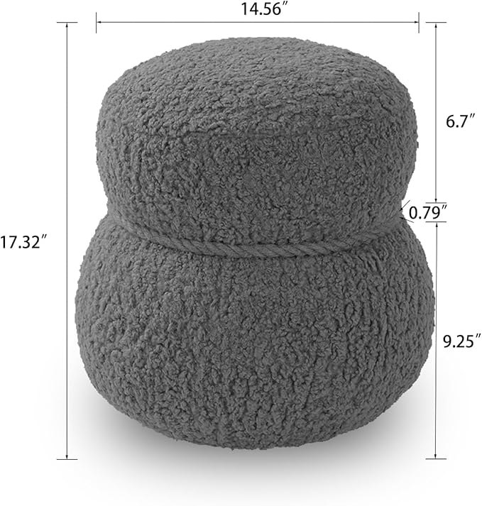 MEETAKING Small Round Foot Stool, Teddy Fabric Footrest Ottoman Stool with Non-Skid Legs, Modern Footstools Step for Couch, Desk, Office, Living Room (Green)