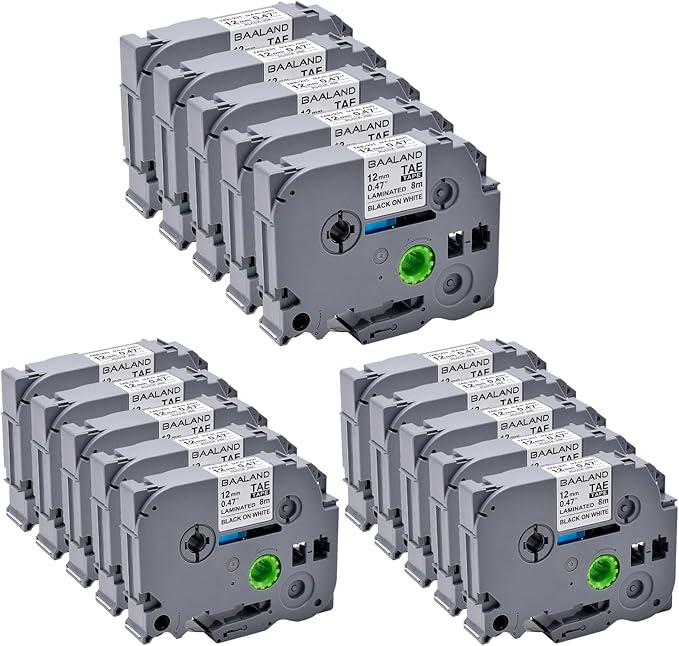 15-Pack 12mm 0.47 Inch Laminated White TZe Tz Tape Replace for Brother Label Maker Tape TZe-231 Compatible with P Touch Label Maker PT-D210 PT-D220 PT-D200 PT-H100 PT-D400 PT-D600