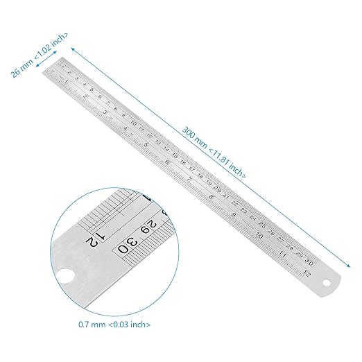 25 PCS 12 Inch Stainless Steel Ruler Bulk,Straight Edge Metal Rulers with Inch and Metric Scale for Measuring