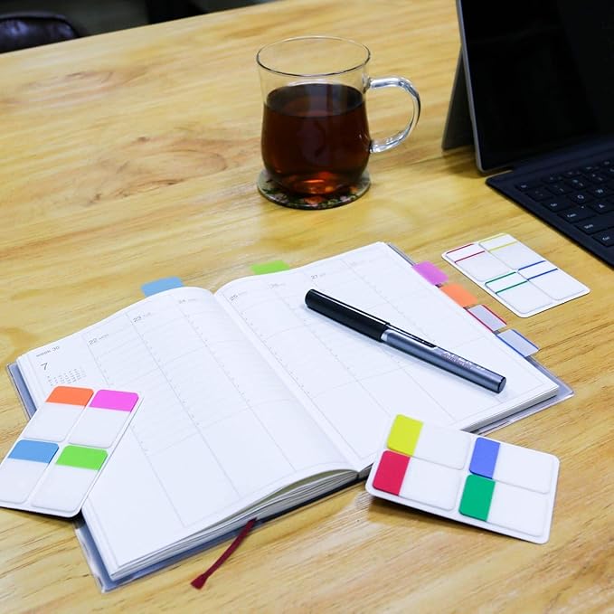 KICNIC Sticky Tabs 1 Inch, 720pcs Book Tabs, Colored Page Markers Self Adhesive, Repositionable Note Tabs for Documents, Books, Paper, Notebooks, Filing and Folders [36 Sets, 10 Colors]