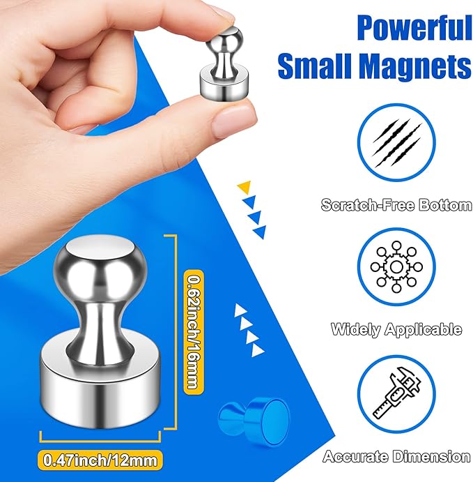 Strong Whiteboard Magnets, Silver Heavy Duty Fridge Magnets, Cute Magnetic White Board Set, Magnetic Dry Erase Board for Kitchen Decor and Accessories, Bulletin Board, Desk Decor, 28 Pack