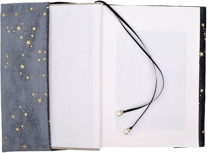 BLBMH Book Covers for Paperbacks Fit for 5.5x8.5 inch Adjustable Book Jacket for Women Book Lovers Gifts Soft Cloth Protector for Bible Novels Notebook Journal - Stars Grey 8.5in