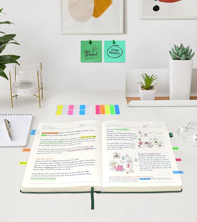 Lined Journal Notebook, 365 Pages B5 Large Journals for Writing Ruled Notebook, Hardcover Leather Journal for Women Men, Daily Notebook for Work, Note Taking, 100Gsm Thick Paper(7.6'' X 10'' Green)