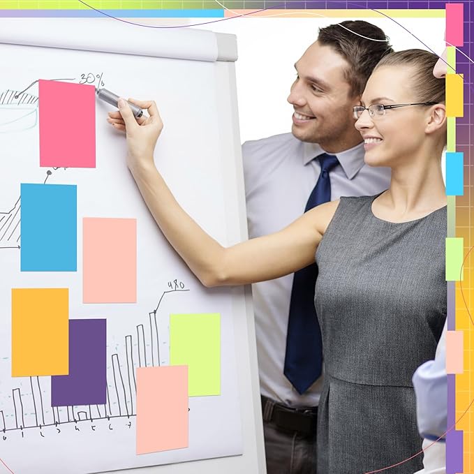 Kajaia 24 Pads Full Adhesive Sticky Notes Colorful Sticky Notes Adhesive Memo Self Stick Pads Easy to Post for Office Home School Meetings Supplies 6 Pastel Colors 80 Sheets/pad(3x5 Inches)