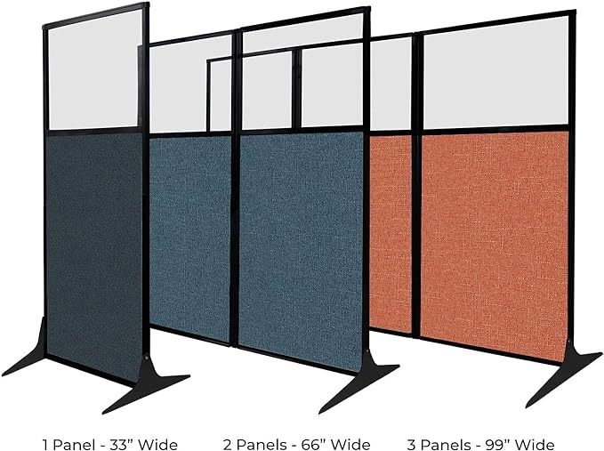 Versare Workstation Partition | Portable Wall Divider | Modern Office Cubicle | Free Standing Privacy Screen | Flexible Work Space | 66" x 70" Blue Spruce Fabric Panels