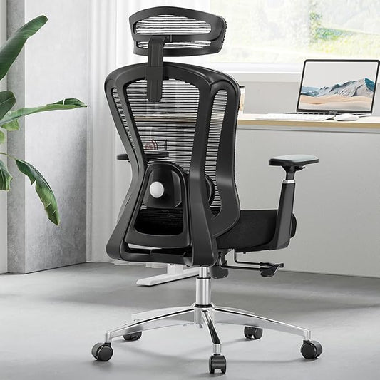 Farini Office Chair Ergonomic Desk Chair, High Back Computer Chair with Wheels, Home Sutdy Chair for Heavy People, Office Chair Adjustable Seat Depth, 3D Armrests and Adjustable Headrest, Black