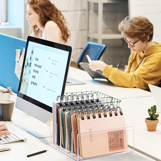 6Pack Acrylic Mail Organizer for Sorting Mail, Business Card, 5Slot Acrylic Mail Sorter for Desktop Shelf, Clear Bill Money Divider for Cash Envelope, Desk Organizer, Home and Office Use