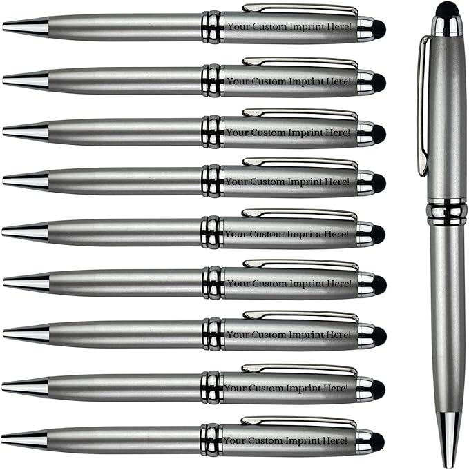 Ancolo Personalized Ballpoint Pens Medium Point Engraved with Your Message, Team Name, Phone Number Name pens For journaling and office writing - Gift for Men and Women 10 Pens/Box