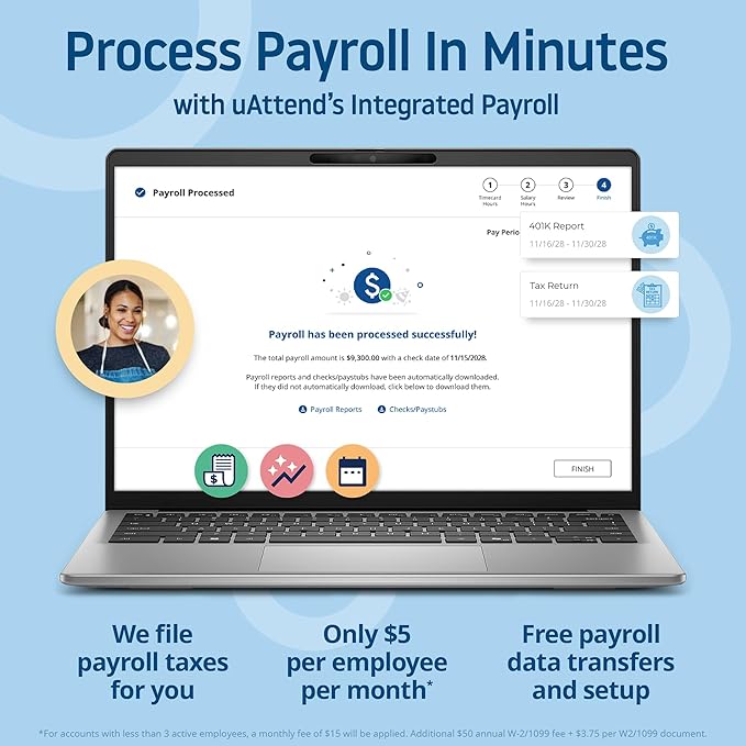 uAttend Touch-Free Voice Control and Facial Recognition Time Clock System for Employees and Small Businesses (DR2000)