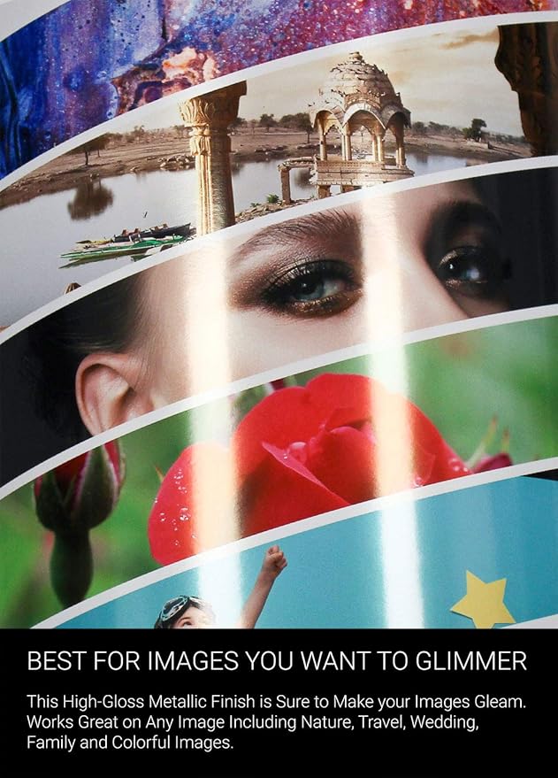 Vibrance Metallic Photo Printer Paper 10 mil 255 gsm Premium Photo Paper Roll 3in Core 17 inches x 100 feet Works with Most Inkjet Printers Including Professional Makes and Models Like Epson Canon HP