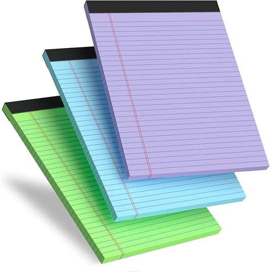 Colored Legal Pads, 3 Pack Writing Pads 8.5 x 11, Note Pads 8.5 x 11 College Ruled, Easy Tear-Off, Note Pads Lined Paper Pads 8-1/2 x 11 Notebook Paper for Office Supplies, 25 Sheets/Pad