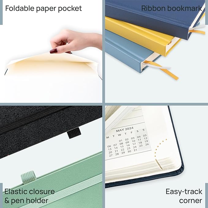 POPRUN 2026 Planner (Medium Size 8.5''x 6.5'' Hardcover) - Daily Weekly and Monthly Calendar Agenda 2026 Appointment Book with Hourly Time Slots, Monthly Tabs, 100 GSM - Orange