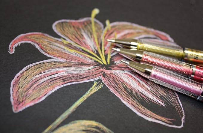 Pentel Arts Slicci Metallic 0.8 mm Needle Tip Gel Pen, Metallic Bronze Ink, Box of 12 (BG208-ME)