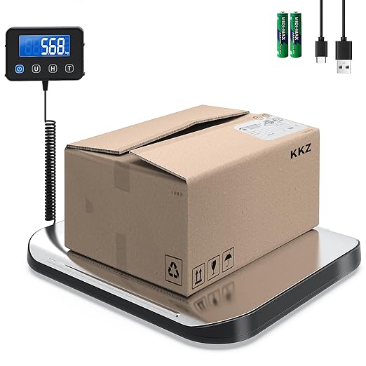 KKZ Shipping Scale, 440 LB Heavy Duty Postal Scale for Packages, Large Mailing Scale for Postage, Industrial, Small Business, Laundry, Warehouse, Stainless Steel