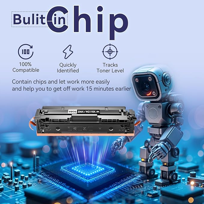 206X Toner Cartridges 4 Pack High Yield - with Chip Compatible Replacement for HP 206X 206A for Color Laserjet Pro MFP M283fdw M283cdw M283fdn M282nw Pro M255dw M255nw Ink Cartridges W2110X W2110A