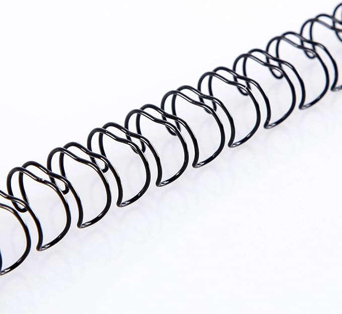 BNC Double Loop Wire Binding Rings Letter Size 3:1 Loops 32 Holes Black Color Pack of 100 (3/8 Inches)