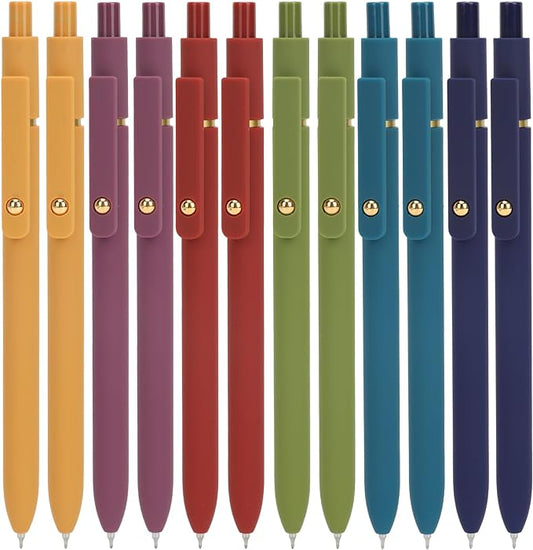 Ddaowanx Gel Pens, 12 Pcs 0.5mm Quick Dry Black Ink Pens Fine Point Smooth Writing Pens, Cute Office School Supplies Gifts for Women (12 Pcs Vintage-Black Ink)