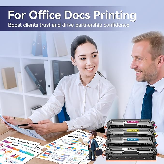 206X Toner Cartridges 4 Pack High Yield - with Chip Compatible Replacement for HP 206X 206A for Color Laserjet Pro MFP M283fdw M283cdw M283fdn M282nw Pro M255dw M255nw Ink Cartridges W2110X W2110A