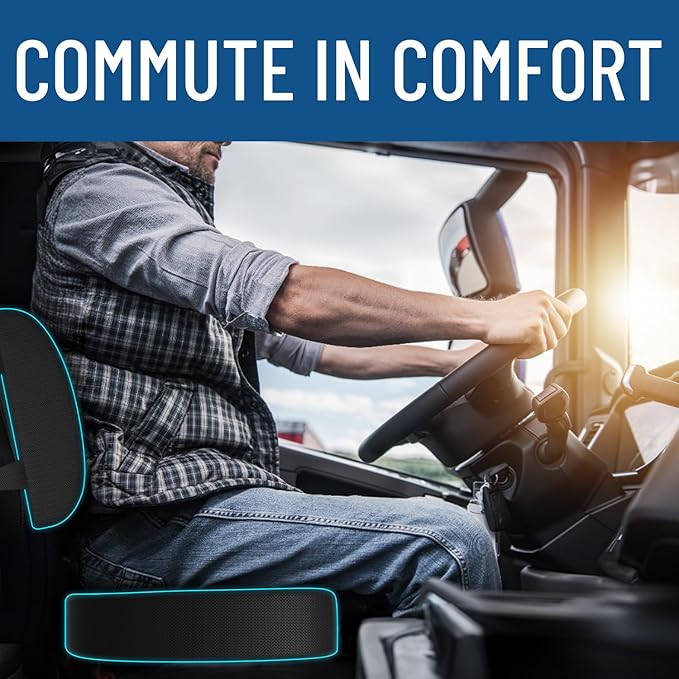 Everlasting Comfort Doctor Recommended Memory Foam Seat Cushion for Office Chairs & Car Seat - Ergonomic Office Desk Accessories for Tailbone Pain Relief, Sciatica & Back Support