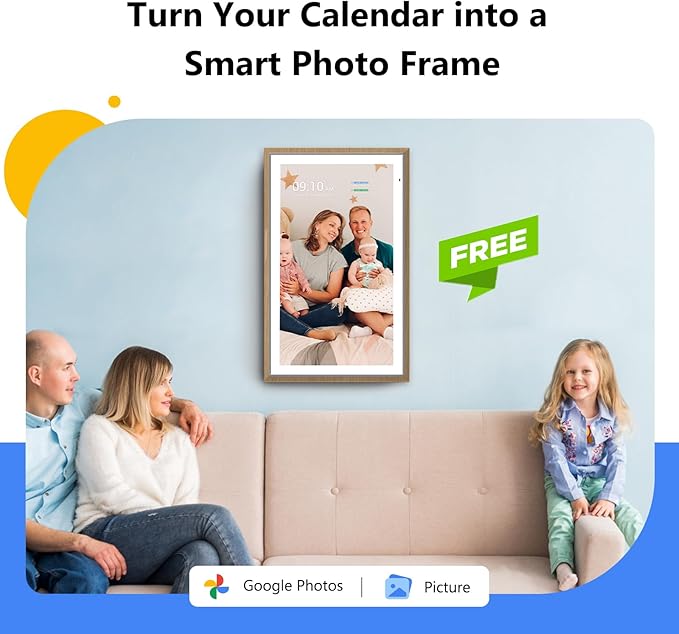 ApoloSign Digital Calendar: 15.6" Wall Planner Electronic Calendar, Smart Touchscreen Interactive Display for Chore Chart, Family Schedules, Supports All Apps via Google Play (Teak, 15.6-inch)