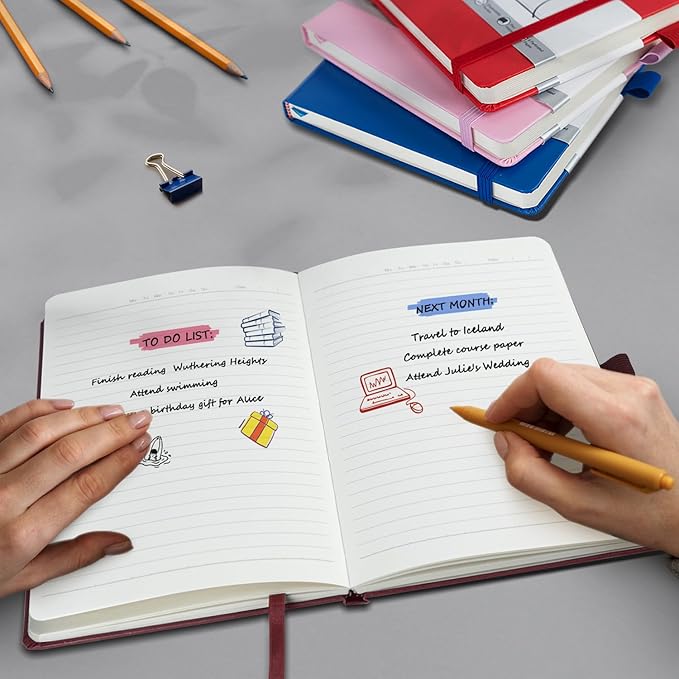 8 Pack Lined Journal Notebooks for Work, Travel, College, (A5 Size 100 GSM Thick Paper) - Classic Ruled, Hardcover Notepad for Writing 160 Pages, 5.5 x 8.3 inch - Multipack 8 Colors