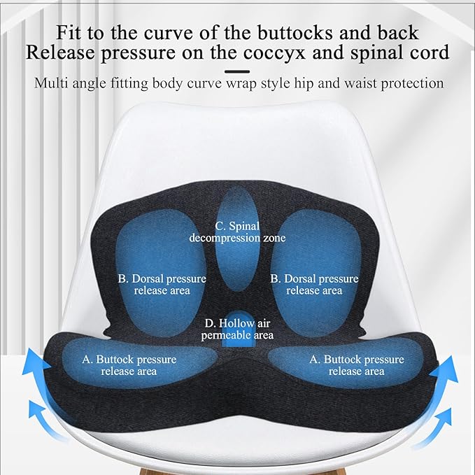 Seat Cushion for Truck Driver, Memory Foam Truck Seat Cushion with Adjustable Strap – Ergonomic Back Support & Sciatica Relief for Long Drives, Semi Truck Accessories, Dark Gray