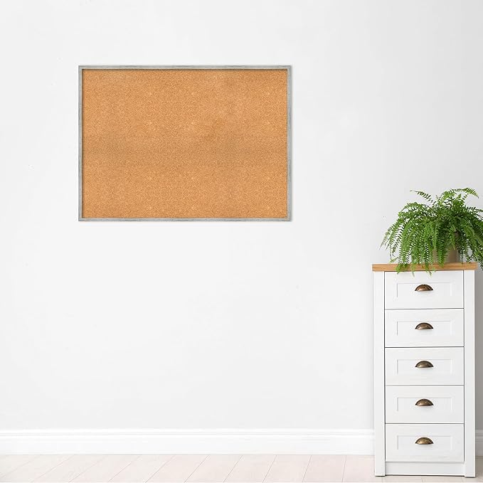 Amanti Art Natural Cork Board for Wall, 33x45 Vision Board with White Frame, Oversize Corkboard Office Decor for Home Organization, Cottage Corkboard Pinboard to Display Items for Home Organization