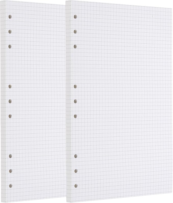 PATIKIL Grid Refill Paper 9-Ring Binder Loose Leaf Planner Filler Paper Planner Inserts, 160 Sheets/320 Pages, Lined