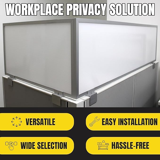 OBEX Privacy Screen & Office Panel Extender for Office Cubicles, Polycarbonate Desk Privacy Panel & Divider for Office Cubicle, 12" x 24", White