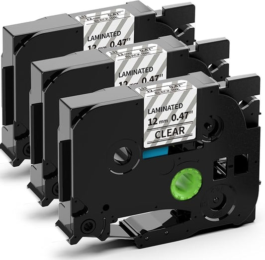 Label KINGDOM TZe-131 Clear Label Tape Compatible with Brother Label Maker Tape Clear TZe131 TZe TZ Tape 12mm 0.47 Laminated Clear P Touch Tape 1/2" Use for Brother PT-D210 PT-D200 PTH110, 3-Pack