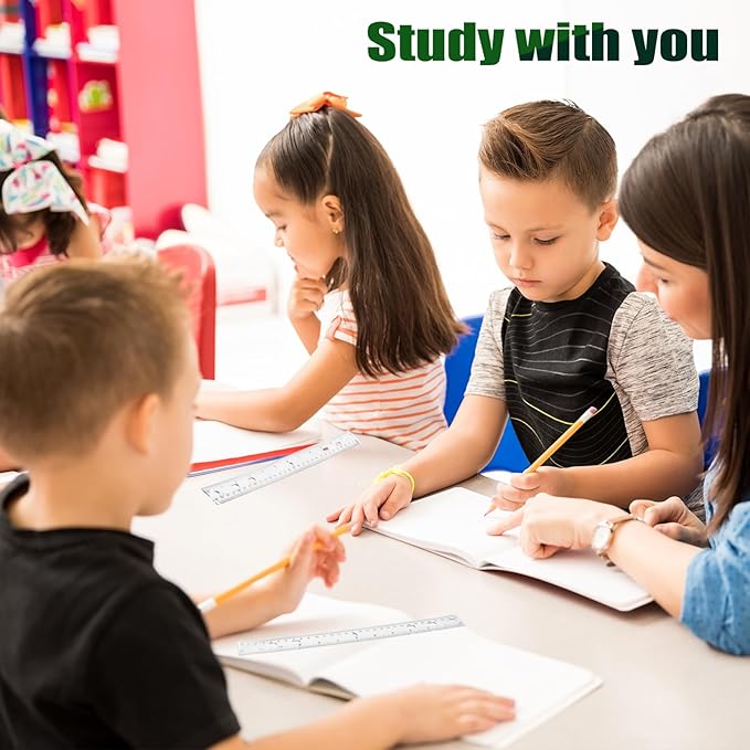 28 Pack Plastic Ruler 12 Inch Transparent Rulers - Metric Bulk for Kids School Office Classroom, Clear