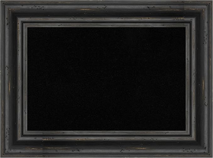 Amanti Art Black Cork Board for Wall, 17x23 Vision Board with Black Wood Frame, Small Corkboard Office Decor for Home Organization, Country Rustic Corkboard Pinboard to Display Items for Home
