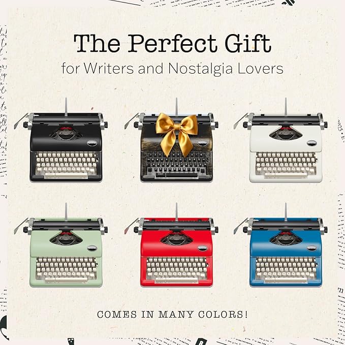 Maplefield Vintage Manual Typewriter - Bronze, Fits Standard 8 x 11 in Sheets - Antique-Style Functional Retro Portable Design & Easy Setup for Home & Office Decor