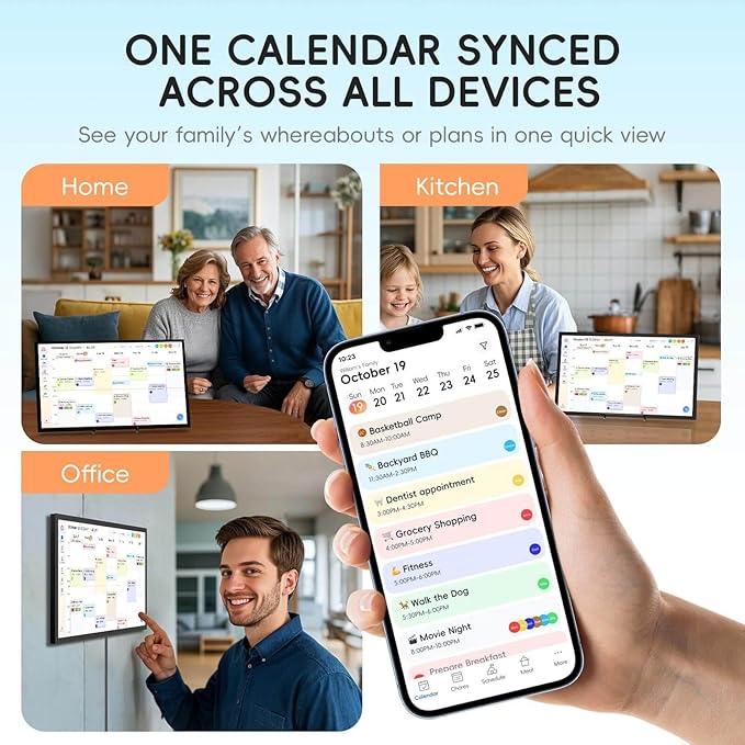 15.6" Digital Calendar Chore Chart, Ultra-HD Interactive Touchscreen, No Subscription Required, Electronic Smart Family Planner & Organizer, Wall Mount Included, Ensuring Seamless Scheduling