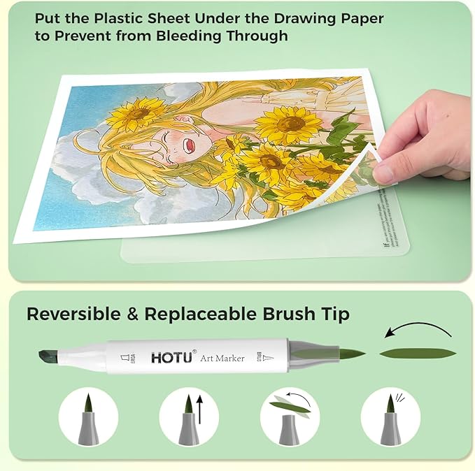 Alcohol Markers Brush Tip-120 Colors Dual Tip Brush & Chisel Art Marker Set for Artist Coloring Illustration with Line Art for Coloring, Colorless Blender, Swatch Card, Anti-bleed Pad