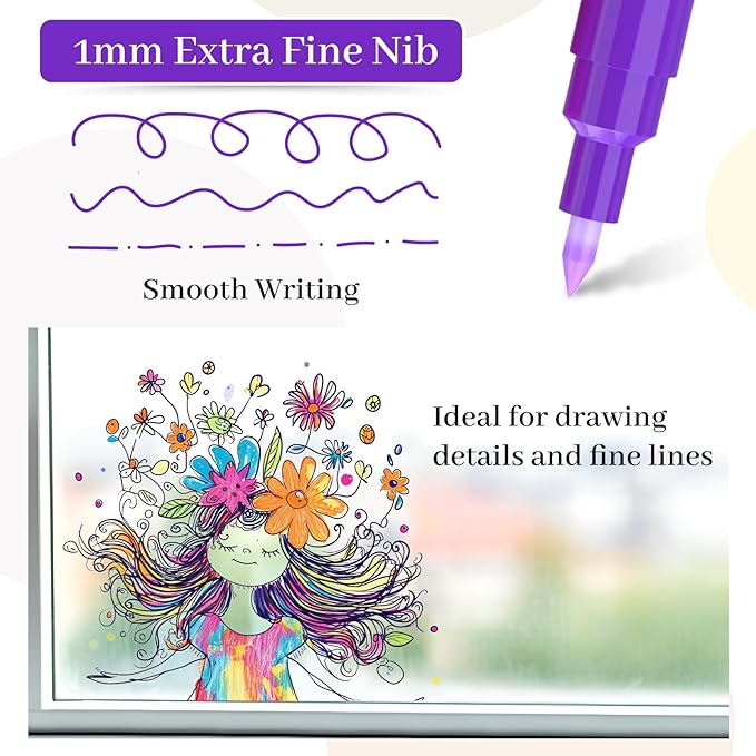 KERIFI Liquid Chalk Markers Fine Tip 1.0 mm, 12 Colors Wet Erase Makers for Chalkboard Calendar, Erasable Chalk Pens for Chalkboard, Blackboard, Bistro, Menu, Glass, Wedding Signs, 45 Labels Included