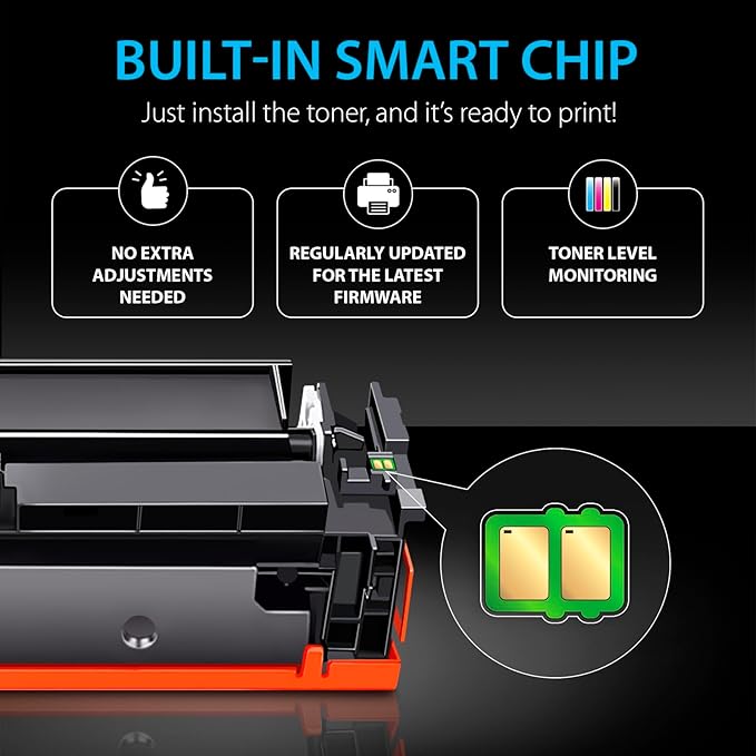 Smart Ink Compatible 414X Toner Cartridge Replacement for HP 414 X with Built-in Chip (4 Pack) to use with Color Laserjet Pro MFP M479fdw M479fdn M479fdw M454dw M454dn (Black Cyan Magenta Yellow)