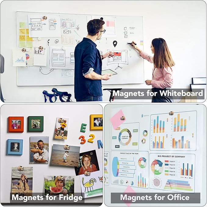 20 PCS Refrigerator Magnets, Gold Metal Push Pin Magnet, Ideal for Whiteboard Magnets, Fridge, Office, Classroom, Map