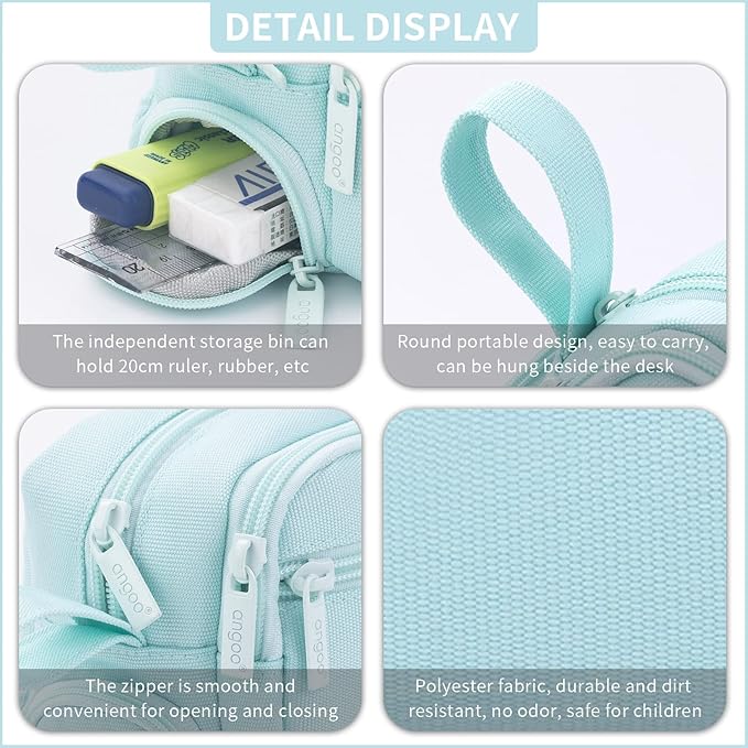 HVOMO Large Pencil Case High Capacity Holder Box Storage bag Desk Organizer Marker Pouch Pen For Middle School Office College Adult Girl and Boy(Green)