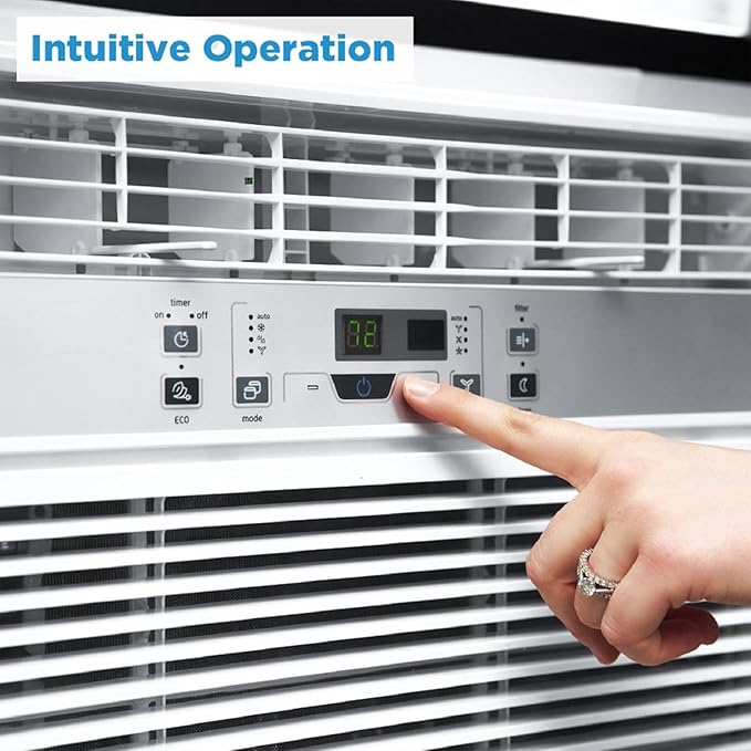 Midea MAW08R1BWT EasyCool 8,000 BTU Window Air Conditioner, Fan-Cools, Circulates and Dehumidifies up to 350 Sq Ft, Reusable Filter, LCD Remote Control, White
