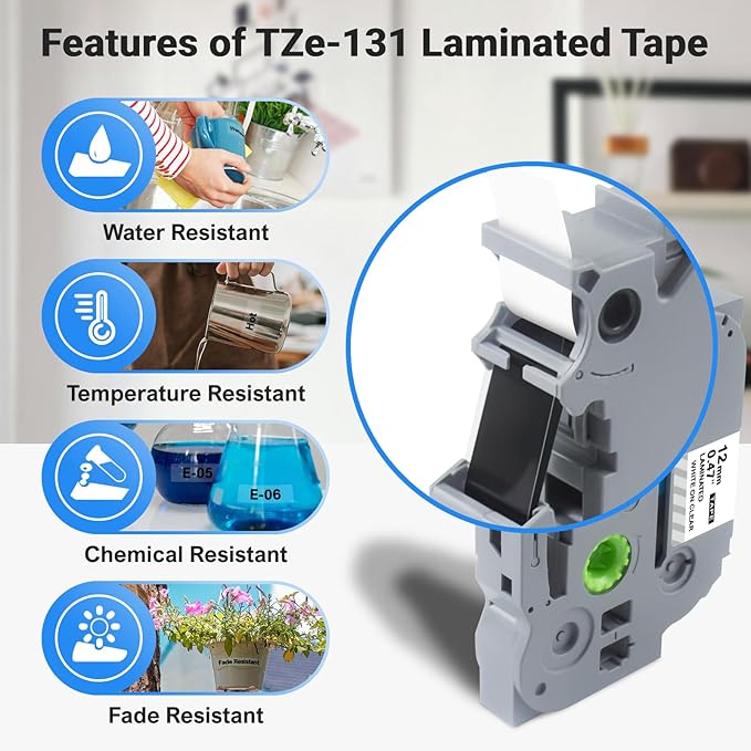 3-Pack TZ Tape 12mm Clear Replacement for Brother TZe-131 TZ-131 P Touch Label Tape 12mm 0.47 Laminated Black on Clear Label Maker Tape Work for Brother Ptouch PT-D600 PT-D200 PT-D210 PT-D400