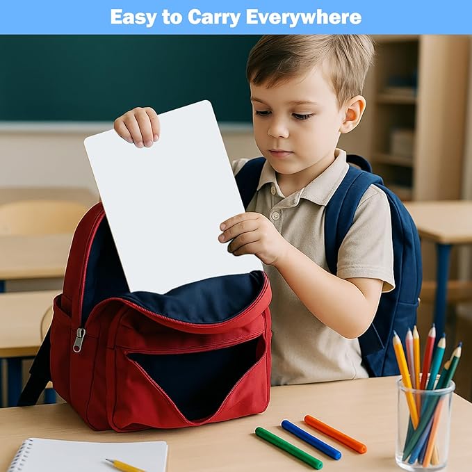 25 Pack Dry Erase Boards 9'' x 12'' Mini Double-Sided Whiteboards Safe Rounded Edges, Includes 25 Erasers, Markers, Rulers & 50 Clips, Perfect for Students, Teachers, School & Office Use