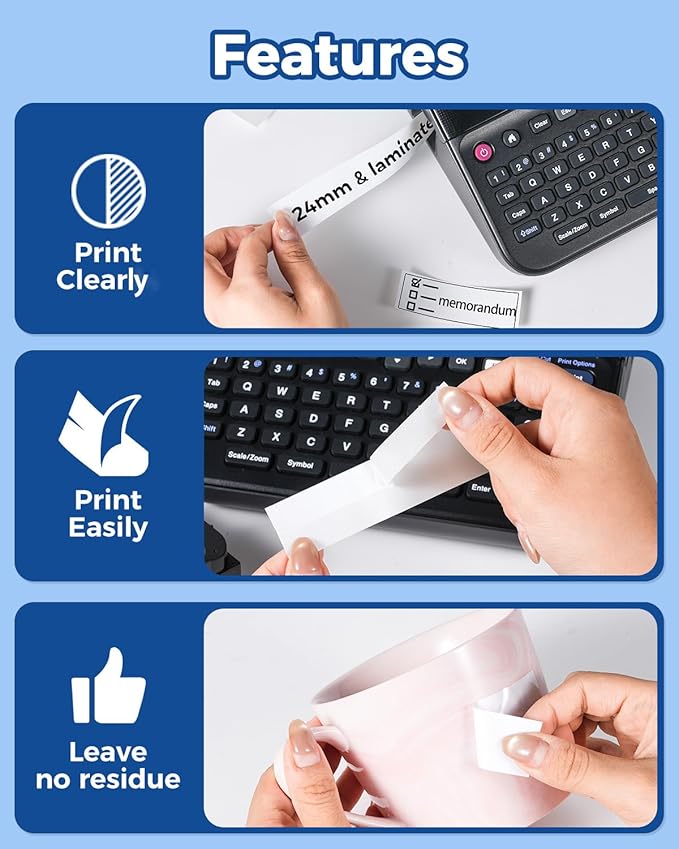 3-Pack 24mm 0.94 Laminated White Tape Replace for Brother Label Maker Tape TZe-251 Compatible with Brother P Touch TZ TZe 1" Refills for PT D610BT D600 700 P710BT PTP750W, Label KINGDOM Tze251