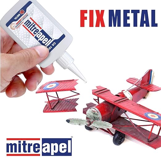 MITREAPEL Ca Glue with Activator (2 x 1.7oz - 2 x 6.7 floz), Cyanoacrylate Super Glue for Plastic, Glass, Leather, Ceramic, Woodworking, DIY, 3D Printing with Microtips - 2 Pack