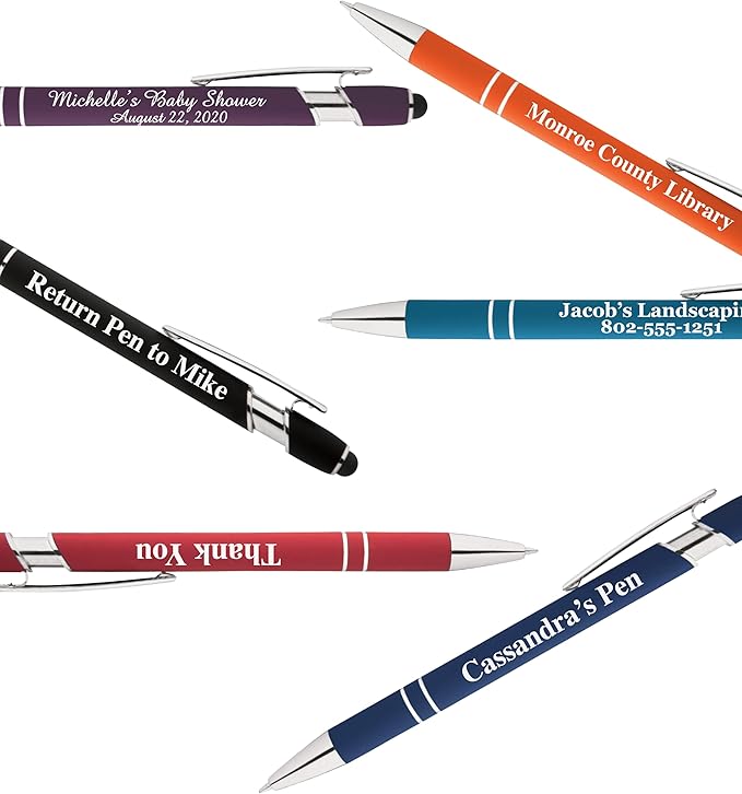 Up to 500 Pcs Custom Pens Bulk | Rainbow of Colors | Soft-Touch Metal Black Ink Personalized with Name or Message (Purple, 200 pcs)