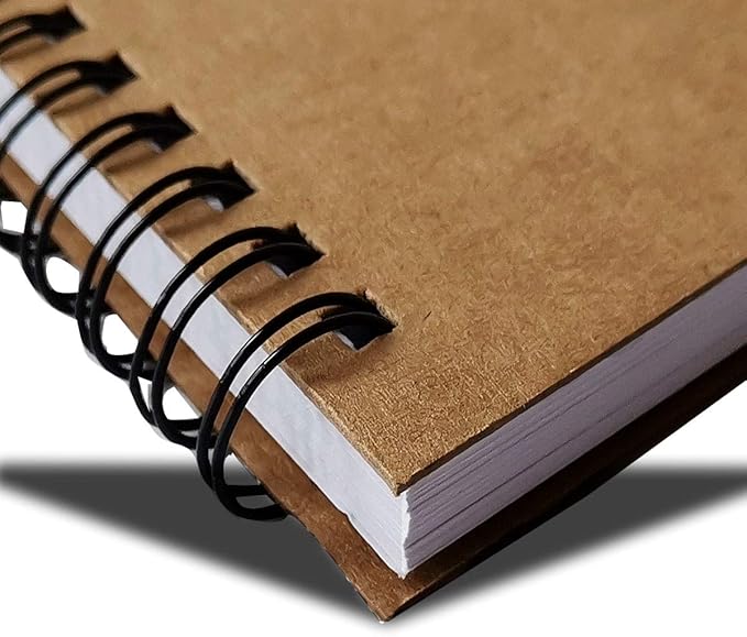 Spiral Journal, 3Pack Spiral Notebooks, Thick Blank Paper 120 Pages Sketchbook, Notepad&Daily Planners (Khaki)