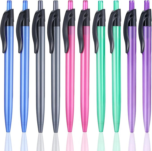 Yuxingrong Retractable Black Ballpoint Pen for Smooth Writing 1.0mm Medium Pack of 50, click pens with comfort grip, Idea for Journaling, Planner, Note Taking
